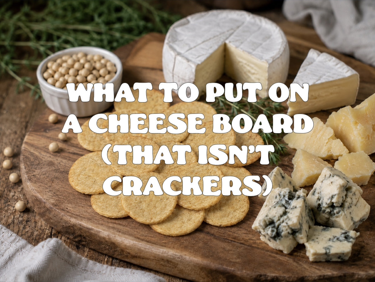 tempeh crisps on cheese board