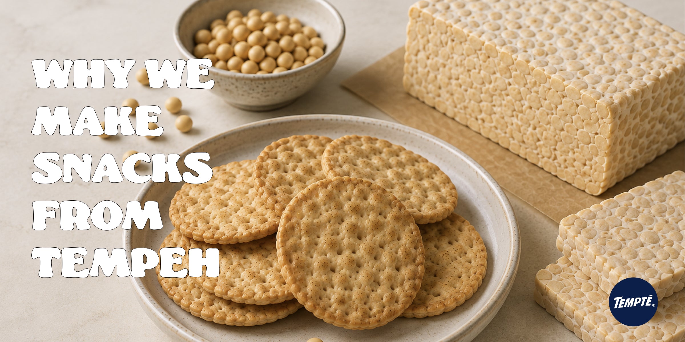 Baked tempeh crisps on a plate